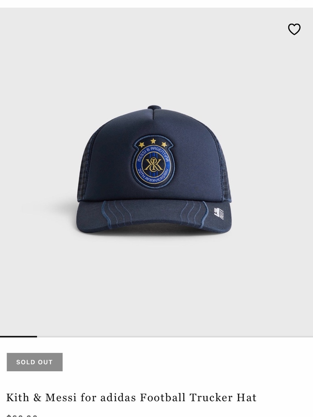 Adidas x Messi x Kith Special Edition Navy Embroidered Crest Trucker Hat